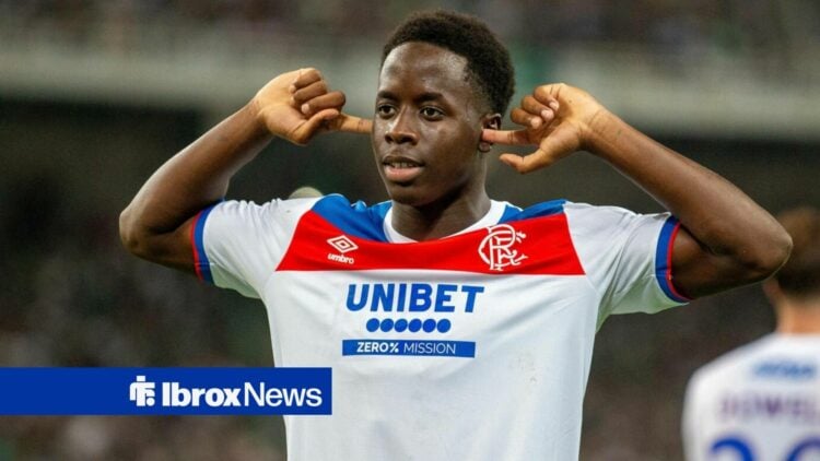 Djeidi Gassama celebrating for Rangers