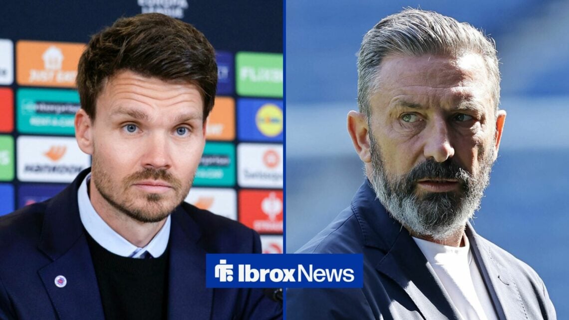 Danny Rohl and Derek McInnes stood alongside each other.