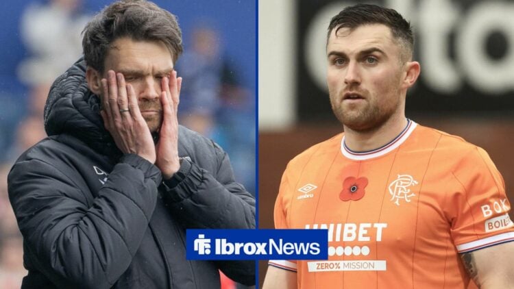 Danny Rohl looking annoyed towards John Souttar playing for Rangers