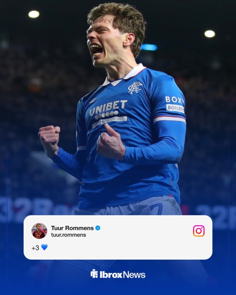 Tuur Rommens reacts to Rangers win vs Kilmarnock