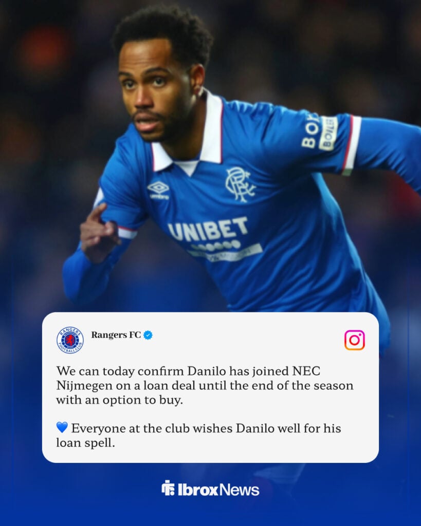 Rangers' Instagram post confirming Danilo's exit
