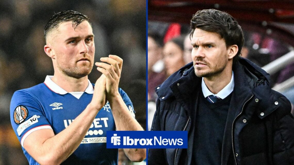 John Souttar of Rangers claps fans and looks dejected at full time during the UEFA Europa League match at Ibrox vs Roma, Danny Rohl of Rangers duri...