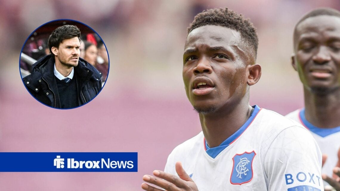 Rangers star Rabbi Matondo looking unhappy, Danny Rohl in inset.