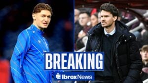 Ryan Naderi of Rangers warms up during the Ibrox clash with Kilmarnock, Danny Rohl of Rangers during the William Hill Premiership match at Tynecastle vs Hearts.