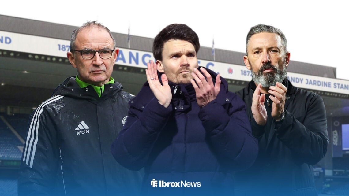 Danny Rohl next to Martin O'Neil and Derek McInnes