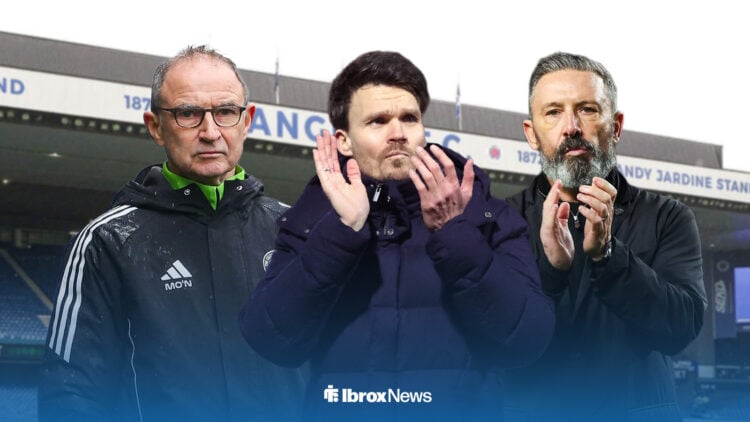 Danny Rohl next to Martin O'Neil and Derek McInnes