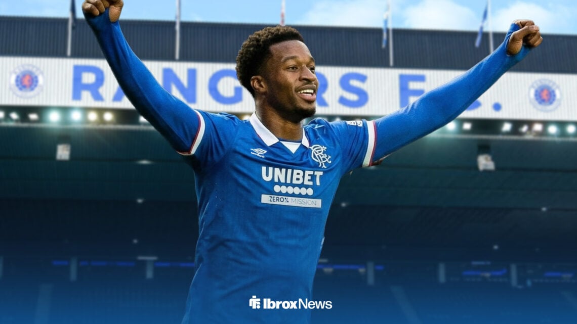 Emmanuel Fernandez celebrating at Ibrox.