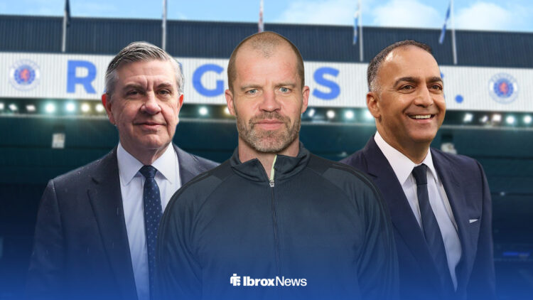 Stig Inge Bjornebye, Paraag Marathe and Andrew Cavenagh all stood in front of the Ibrox Stadium for Rangers.