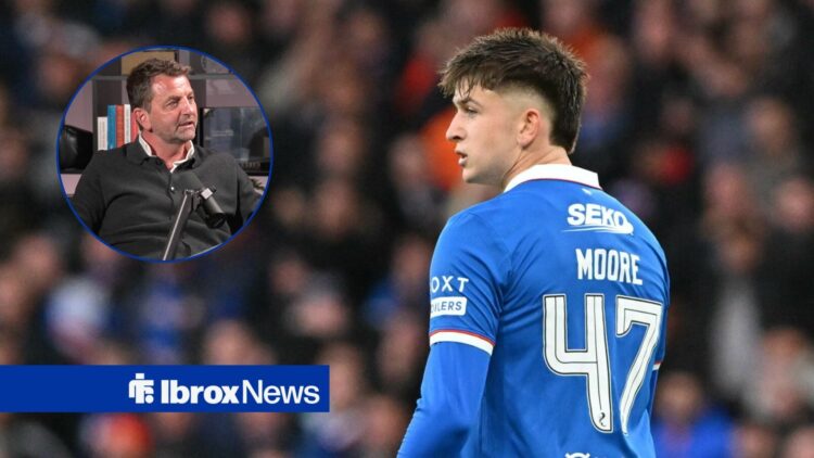 Mikey Moore looks at a circular inset of Tim Sherwood.