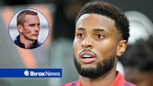 Youssef Chermiti alongside a circle inset of Peter Lovenkrands.