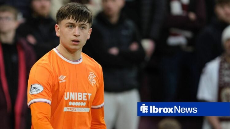 Hearts of Midlothian v Rangers, Scottish Premiership at Tynecastle Park, Edinburgh, Scotland on 21 December 2025: Pictured: Mikey Moore Rangers Edi...