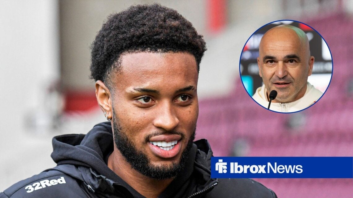 Youssouf Chermiti for Rangers with Roberto Martinez smiling in ciruclar inset