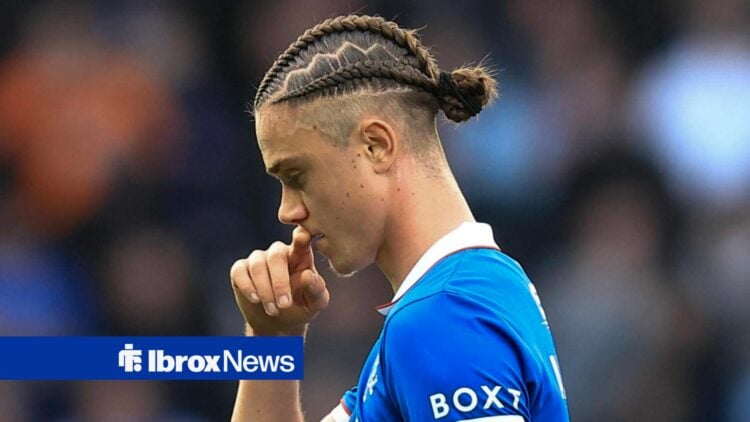 Thelo Aasgaard looking disappointed for Rangers