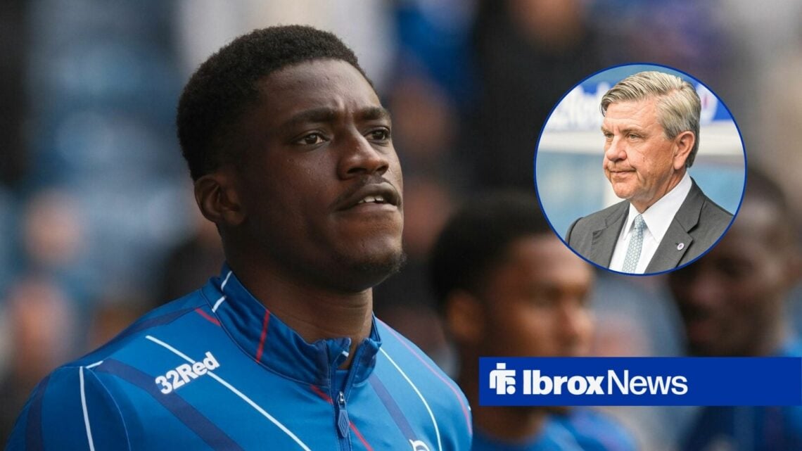 Rangers chairman Andrew Cavenagh looking in the direction of centre-back Nasser Djiga.