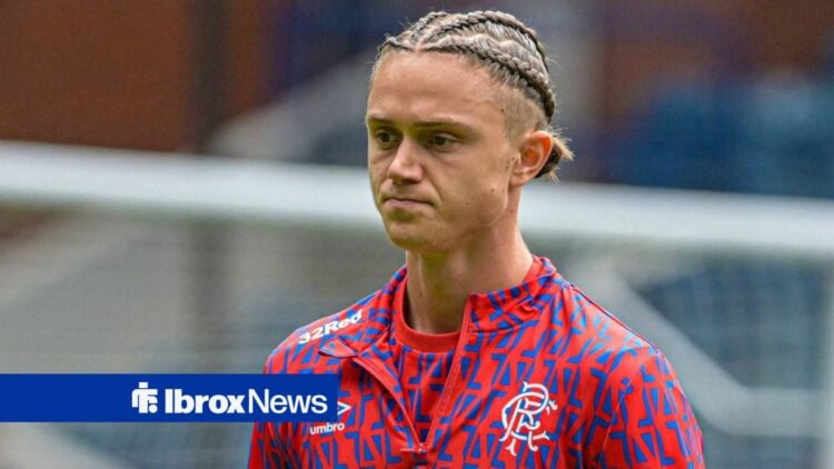 Rangers midfielder Thelo Aasgaard stares inot the distance while warming up for a game