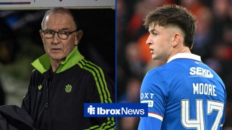 Celtic boss Martin O'Neill during Scottish Premiership game looking in the direction of Rangers winger Mikey Moore.