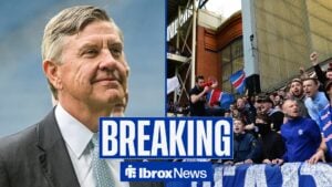 Andrew Cavenagh looking at Rangers fans.