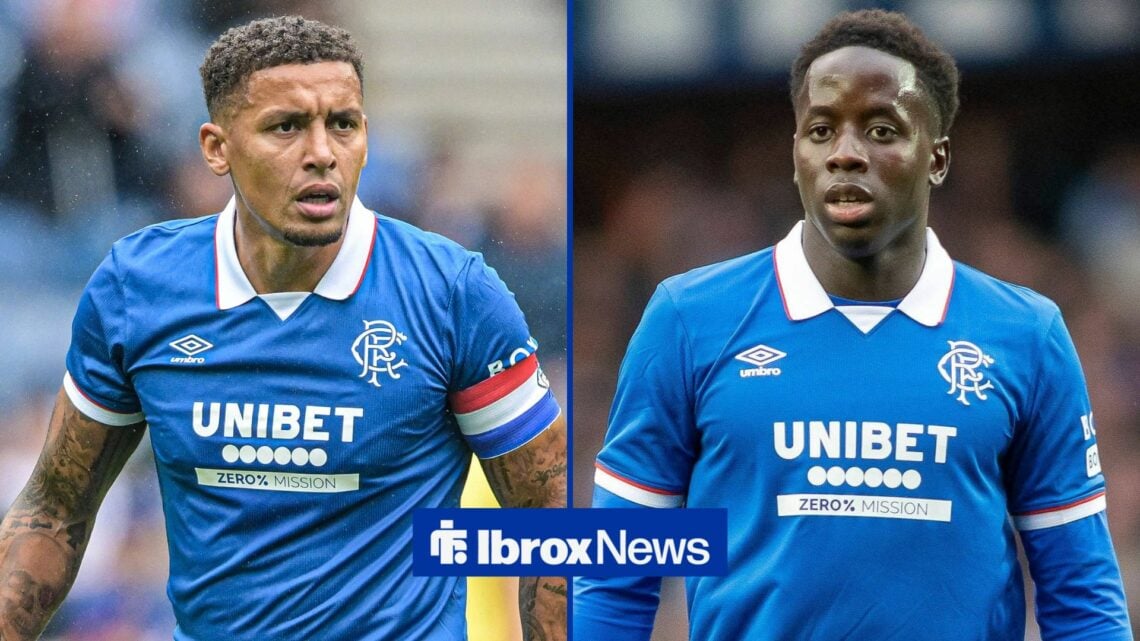 James Tavernier and Djeidi Gassama in action for Rangers