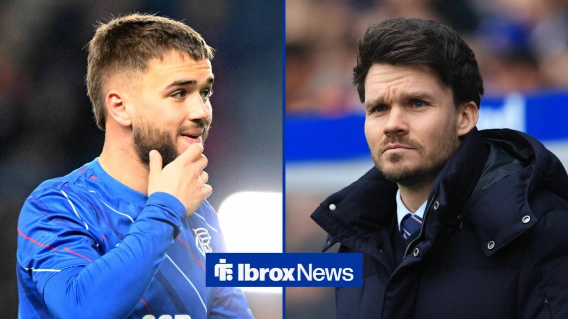 Nicolas Raskin in action for Rangers with Danny Rohl on the touchline