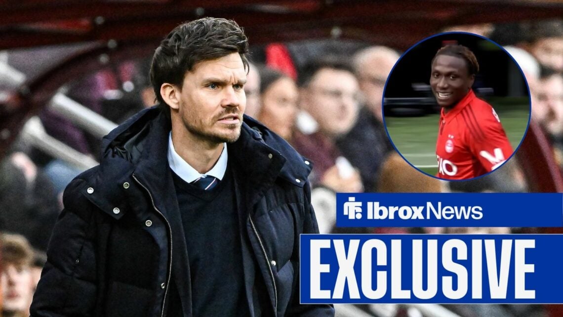 Danny Rohl of Rangers during the William Hill Premiership match vs Hearts, Aberdeen star Emmanuel Gyamfi smiling in inset.