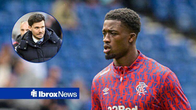 Emmanuel Fernandez of Rangers warms up during the Pre-Season Friendly match at Ibrox Stadium vs Club Brugge, Danny Rohl of Rangers during the clash...