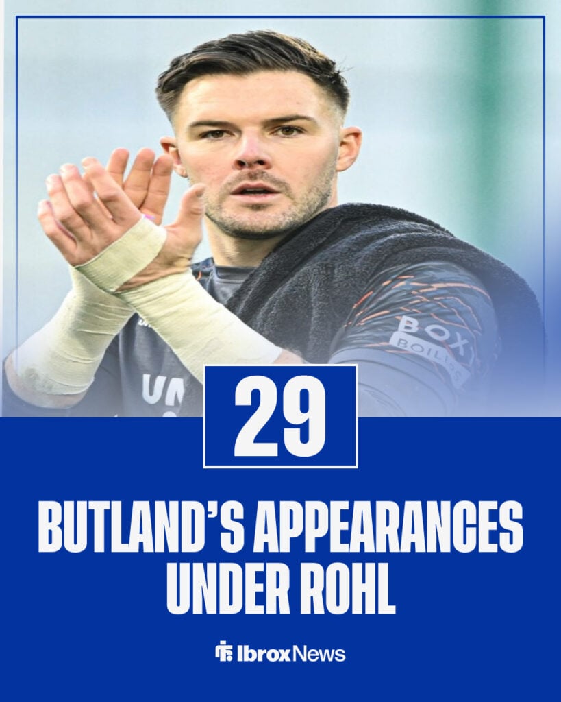 Jack Butland of Rangers thanks fans during the William Hill Premiership match against Hibernian.