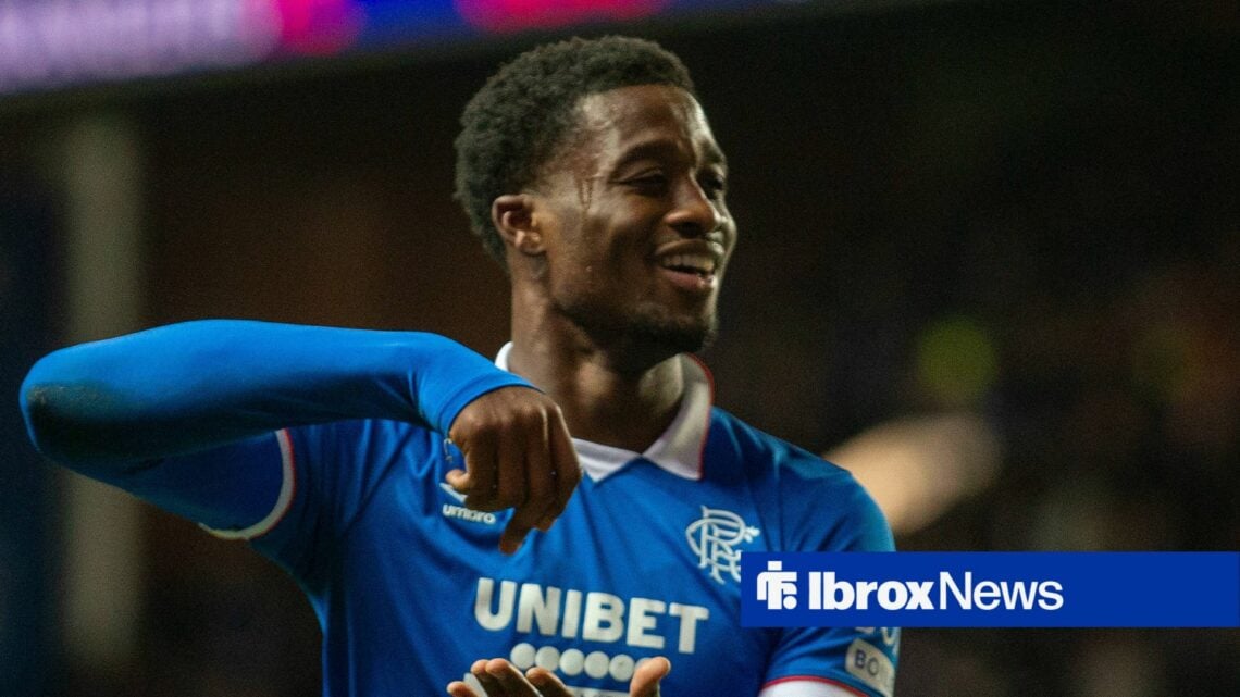 Emmanuel Fernandez celebrates scoring for Rangers