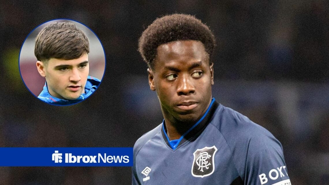 Rangers forward Djeidi Gassama as main image with Findlay Curtis in circular inset on left