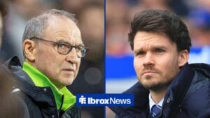 Split image of Celtic manager Martin O'Neill and Rangers boss Danny Rohl