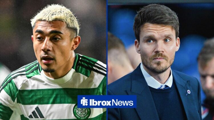 Split image of Celtic right-back Julian Araujo and Rangers boss Danny Rohl