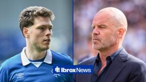 Split image of Rangers winger Andreas Skov Olsen and Stig Inge Bjornebye