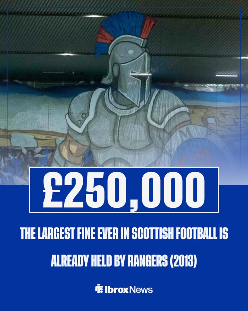 Rangers fans display a huge tifo covering the Copland Stand as the players come out of the tunnel ahead of the UEFA Europa League Rangers vs AS Roma.