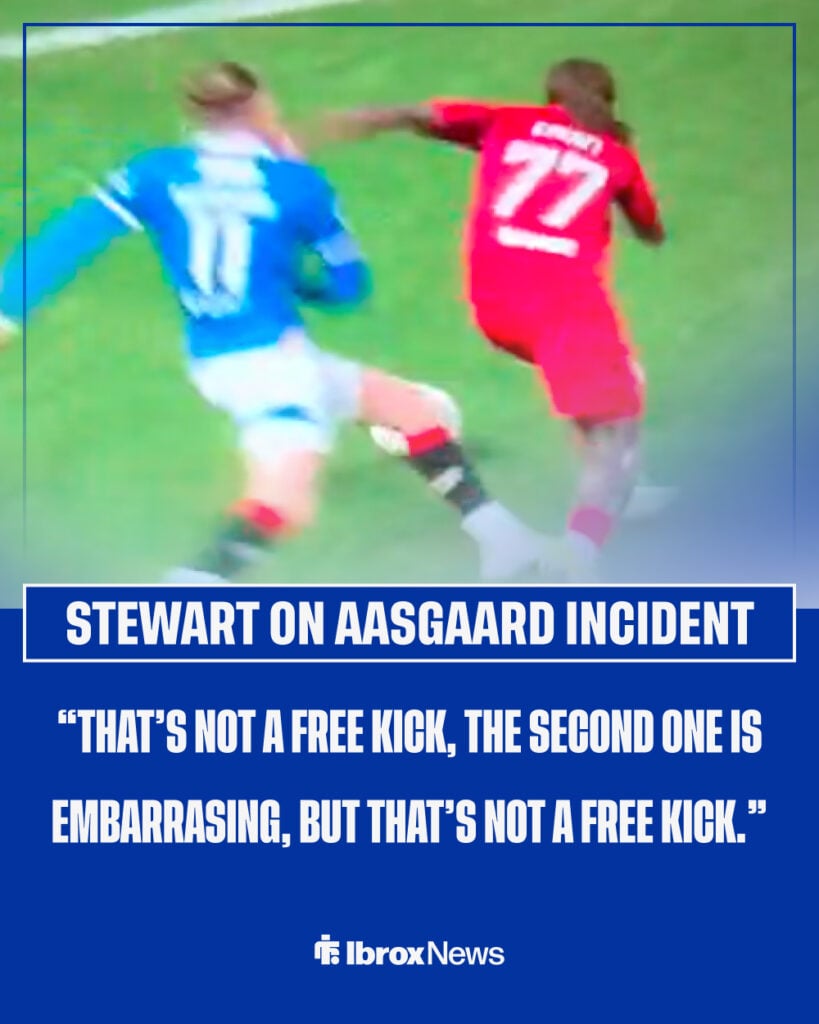 Thelo Aasgaard's "foul" on Emmanuel Gyamfi in Rangers vs Aberdeen.