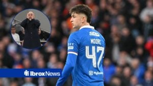 Mikey Moore looks at a circular inset of Igor Tudor in disbelief.