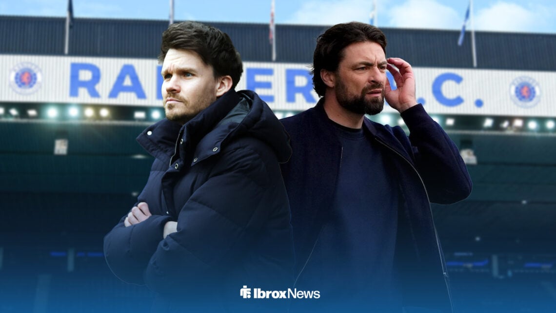 Danny Rohl and Russell Martin alongside each other at Ibrox.