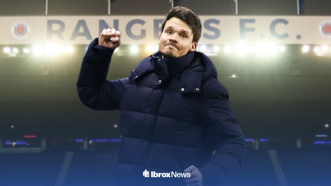 Danny Rohl celebrating at Ibrox.