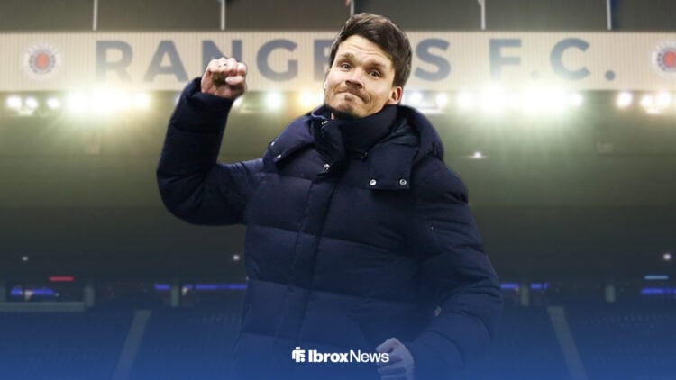 Danny Rohl celebrating at Ibrox.