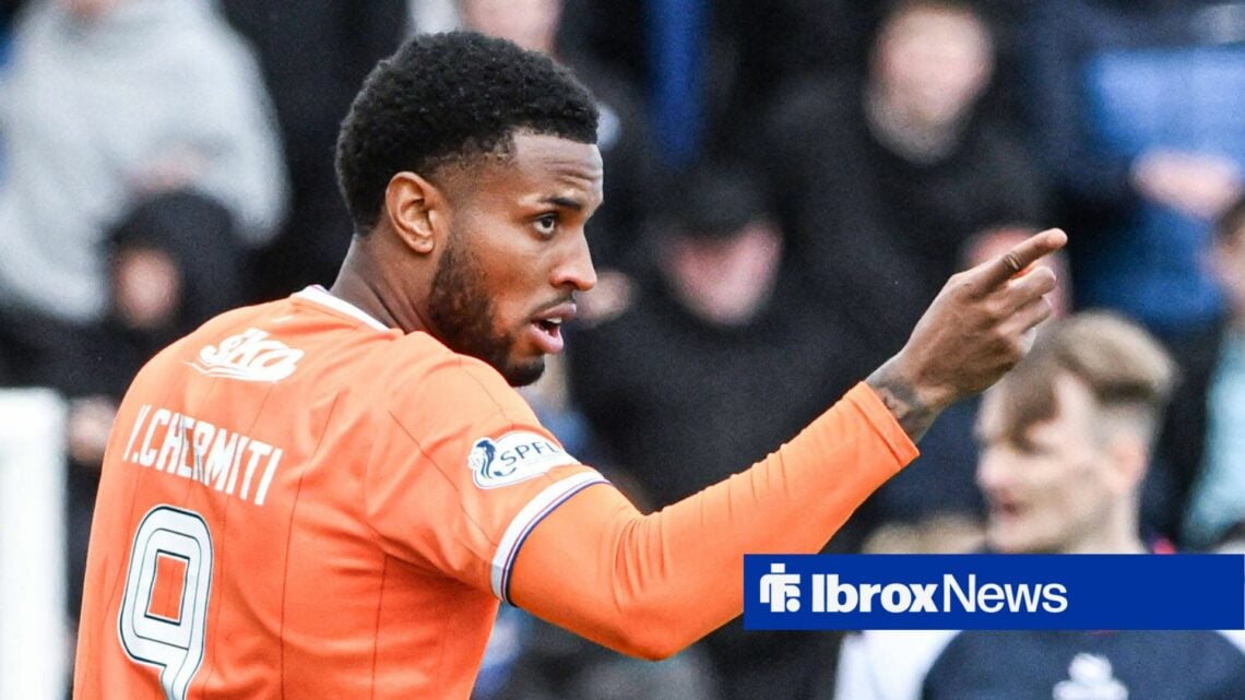Youssef Chermiti points after scoring for Rangers