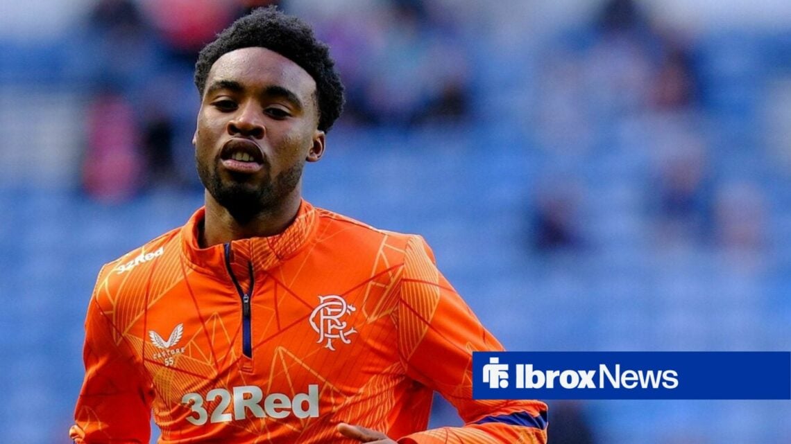 Rangers midfielder Paul Nsio warming up.