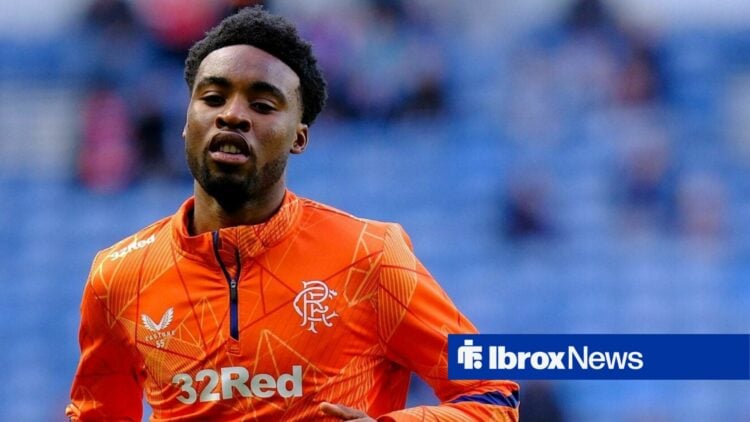 Rangers midfielder Paul Nsio warming up.