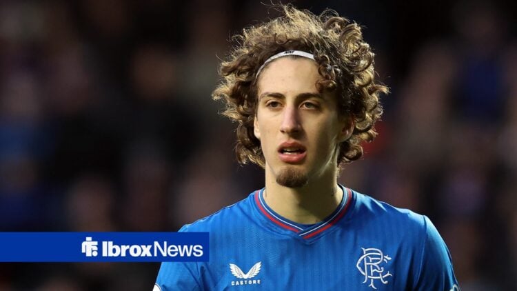 GLASGOW, SCOTLAND - FEBRUARY 03: Fabio Silva of Rangers is seen in action during the Cinch Scottish Premiership match between Rangers FC and Living...
