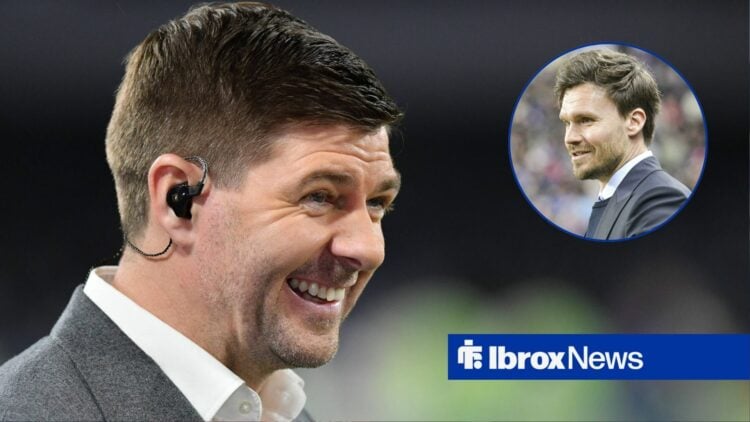 Steven Gerrard smiling looking towards Danny Rohl
