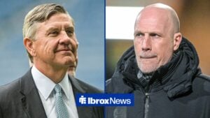 Former Rangers manager Philippe Clement looking at Andrew Cavenagh.