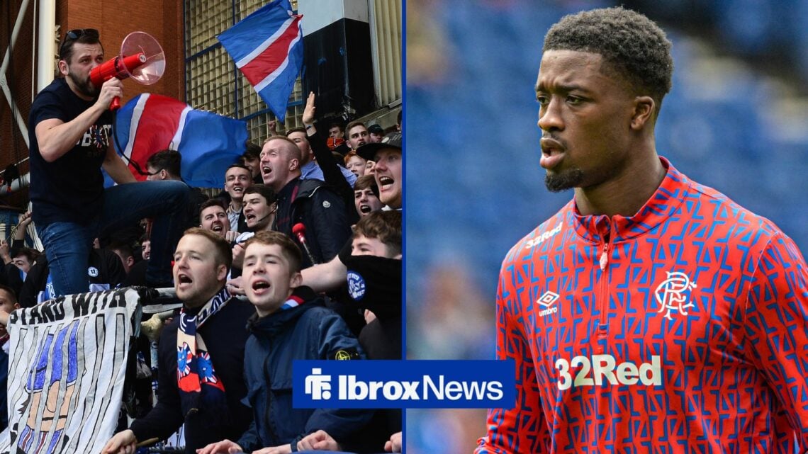 GLASGOW, SCOTLAND - MAY 12: Rangers fans make some noise at Ibrox Stadium during the Ladbrokes Scottish Premiership match between Rangers and Celti...