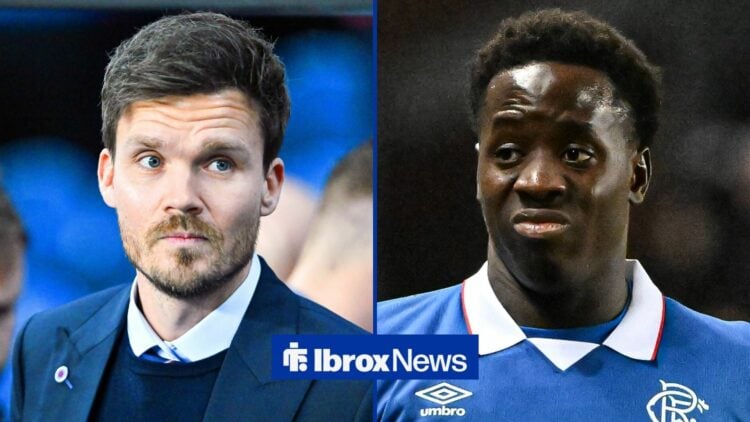 Danny Rohl on the left with Djeidi Gassama looking confused on the right