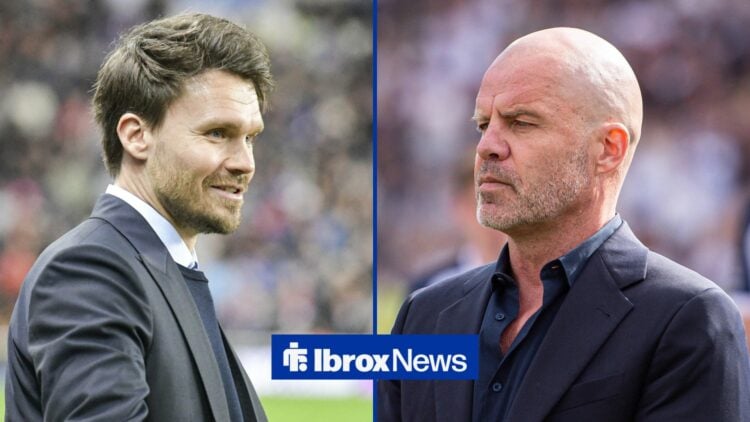 Rangers manager Danny Rohl looking happy, Stig Inge Bjornebye of AGF at the time seen before the 3F Superliga match between Aarhus GF and Silkeborg...