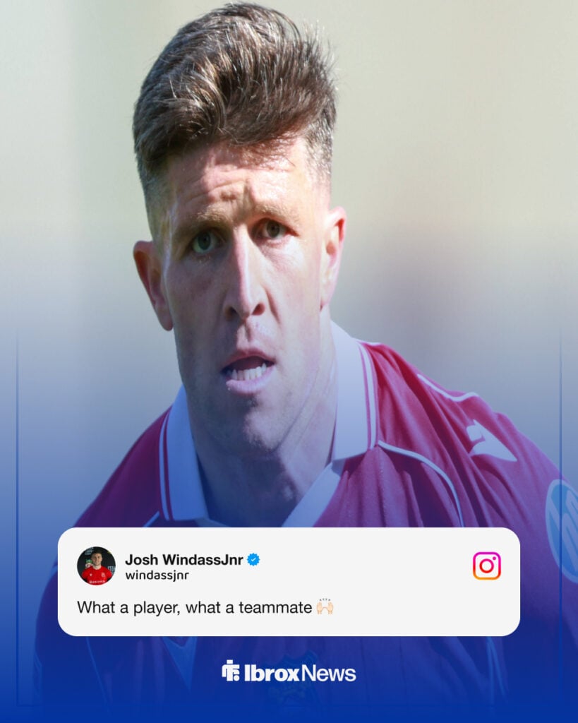 Josh Windass message on Instagram to James Tavernier