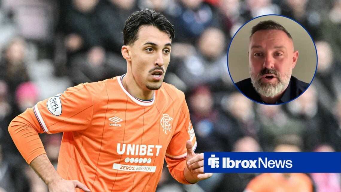 Bojan Miovski of Rangers during the William Hill Premiership match with Hearts, Kris Boyd in inset.