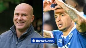 Split image of Motherwell manager Jens Berthel Askou and Rangers defender James Tavernier