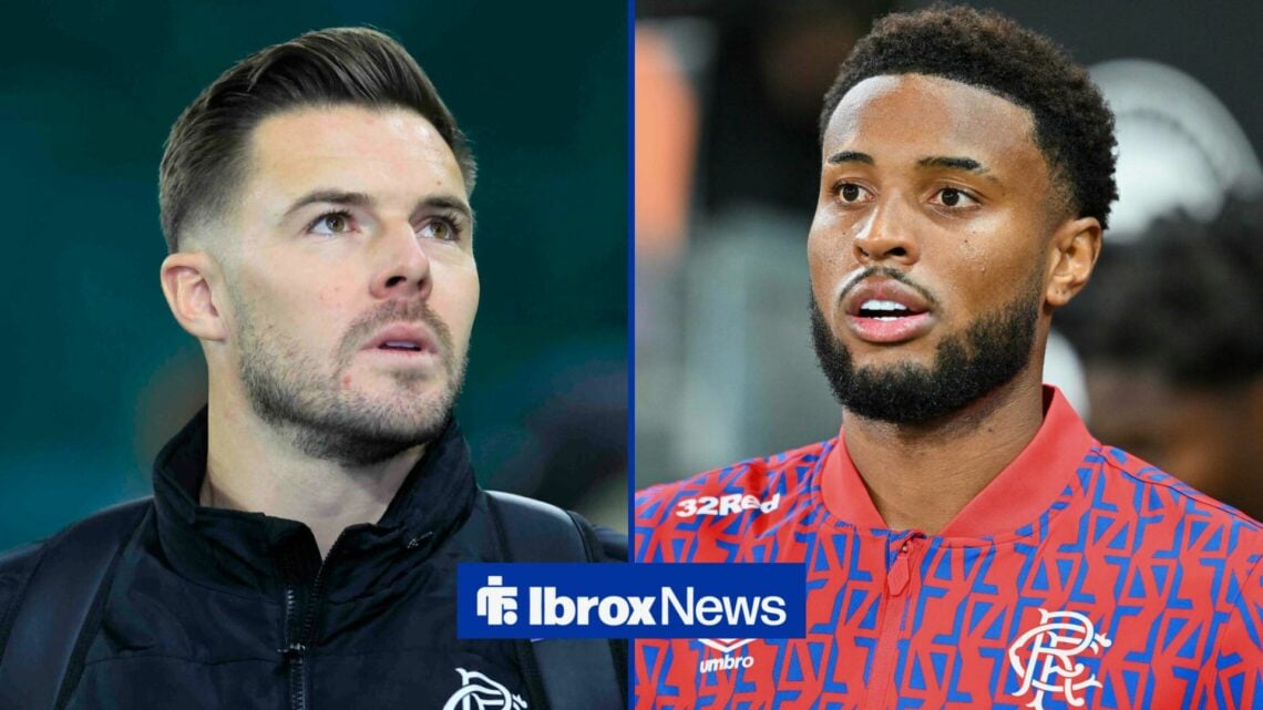 Split image of Rangers striker Youssef Chermiti and Jack Butland